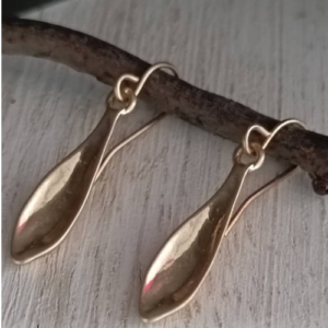 Gold Teardrop Hammered Earrings