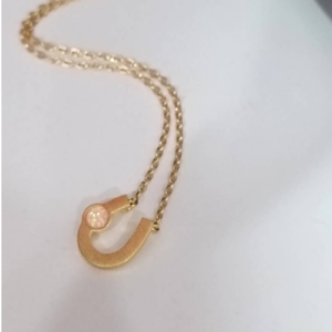 Gold Horseshoe Pearl Necklace