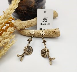 Gold Textured Charm Drop Earrings