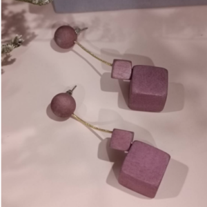 Mauve Cube Wood Earrings