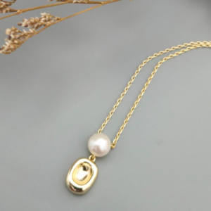 Gold Pearl Drop Pendant Necklace