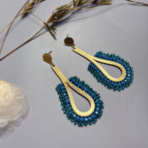 Blue Teardrop Beaded Earrings