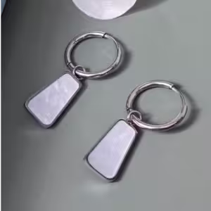 Silver Rectangle Hoop Earrings