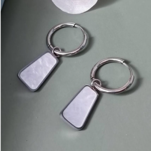 Silver Rectangle Hoop Earrings