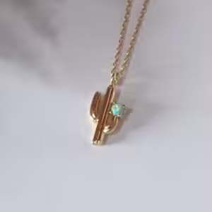 Gold Cactus Pearl Necklace