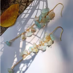 Ice Blue Crystal Tassel Earrings