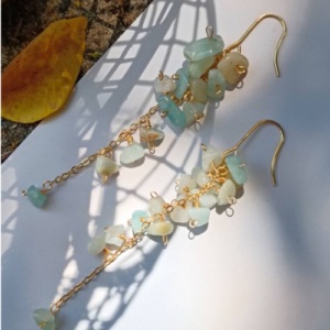 Ice Blue Crystal Tassel Earrings