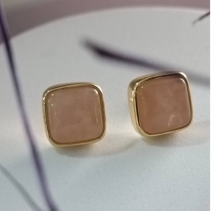 Rose Square Stone Stud Earrings