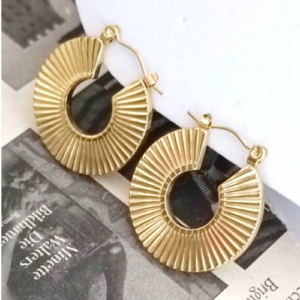 Black Sunburst Disc Earrings