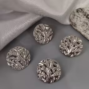 Silver Textured Disc Stud Earrings