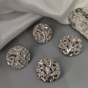 Silver Textured Disc Stud Earrings