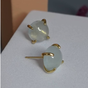 Aqua Faceted Stone Stud Earrings