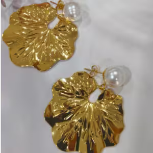Golden Floral Drop Earrings