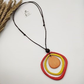 Layered Oval Wood Necklace