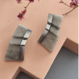 Silver Stone Fan Earrings