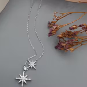 Silver Starburst Pendant Necklace