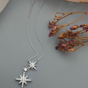 Silver Starburst Pendant Necklace