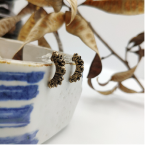 Gold Textured Half Hoop Earrings