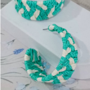 Green Woven Hoop Earrings
