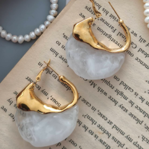 White Stone Hoop Earrings