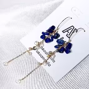 Blue Floral Chain Earrings