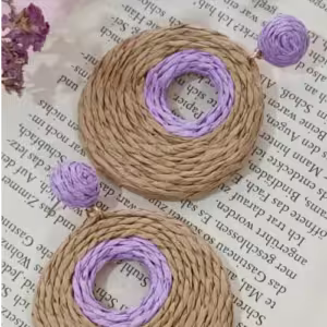 Lilac Woven Disc Earrings