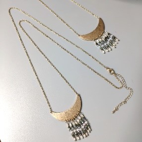 Gold Crescent Fringe Necklace