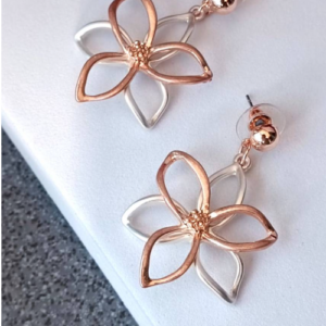 Rose Gold Floral Outline Earrings
