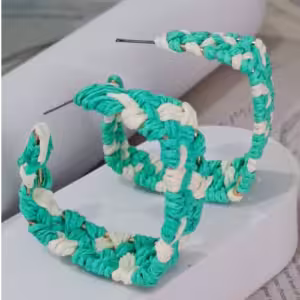 Green Woven Rectangle Hoops