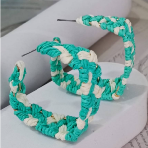 Green Woven Rectangle Hoops