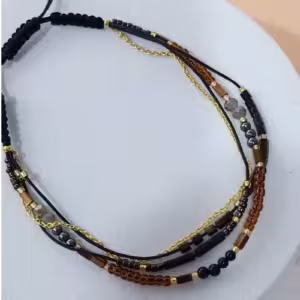 Black Brown Beaded Wrap Bracelet