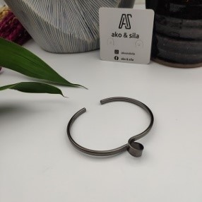 Gunmetal Loop Open Cuff Bracelet