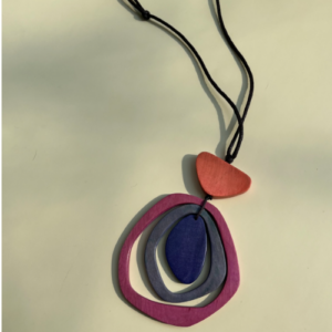 Pink Ring Wood Necklace