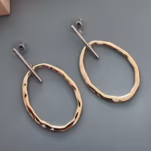Gold Oval Bar Drop Earrings