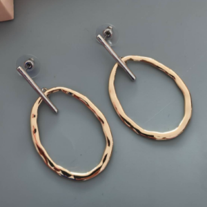 Gold Oval Bar Drop Earrings