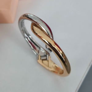Mixed Metal Teardrop Open Cuff Bracelet