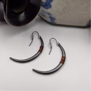 Black Crescent Horn Earrings