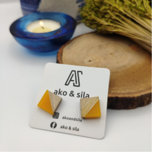 Mustard Triangle Wood Earrings