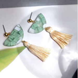 Sage Acrylic Tassel Earrings