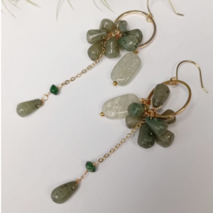 Green Cluster Drop Earrings