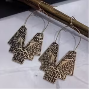 Antique Gold Leaf Fan Earrings