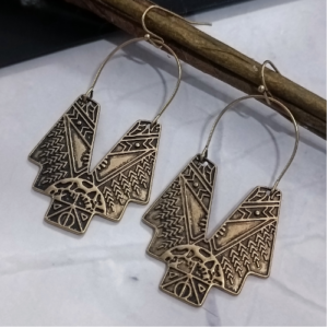 Antique Golden Leaf Fan Earrings