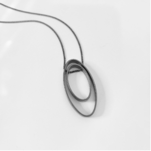 Black Layered Oval Necklace