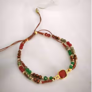 Green Multicolor Beaded Adjustable Bracelet