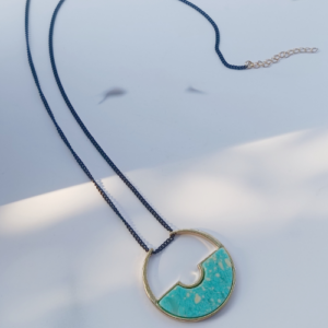 Turquoise Floral Disc Necklace