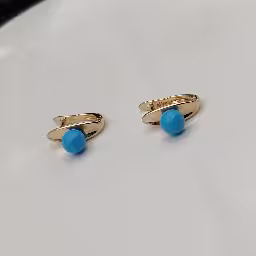 Blue Bead Huggie Earrings