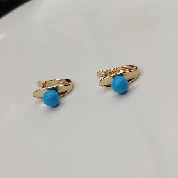 Blue Bead Huggie Earrings