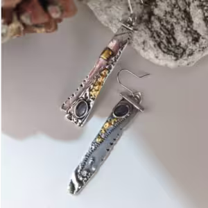 Silver Mosaic Bar Earrings