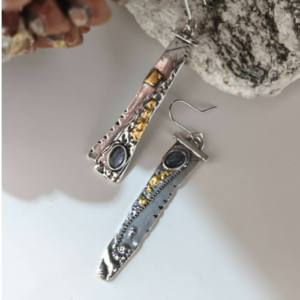 Silver Mosaic Bar Earrings
