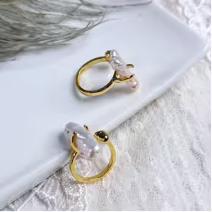 Baroque Pearl Open Ring Gold